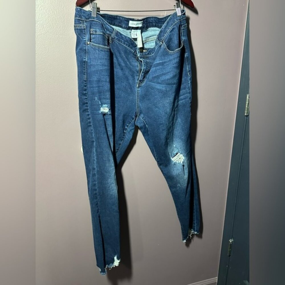 Lane Bryant Dark Blue Distressed Skinny Jeans